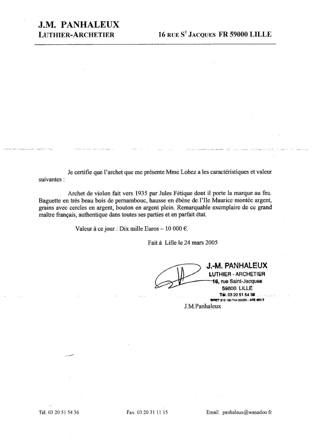 Estimation PANHALEUX.arco Sab